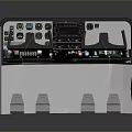 Detailed Control Panel Console With Multiple Buttons Knobs And Four Pedals 3d model