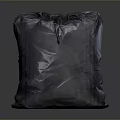 Full Black Trash Bag With Drawstring Closure On Dark Background 3d model