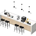 Modern Bar Chair Combination Bar Coffee Machine Bar Stool Negotiation Seat 3d model