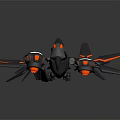 Modern Black and Red Mechanical Bird Design with Multiple Wings and Glowing Red Accents