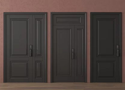 Modern security door single door entry door fingerprint lock 3d model