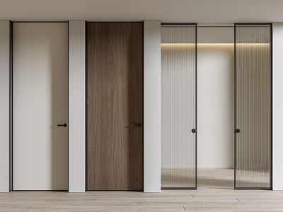 Modern swing door single door pocket sliding door combination 3d model