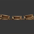 Brown Arched Decorative Furniture Window Frames With Three Panes Design 3d model