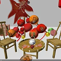 Chinese New Year Art Installation Featuring Red Lanterns Goldfish Decoration Oranges And Fu Characters
