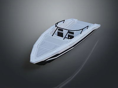 White Modern Recreational Boat With Open Deck And Seating Area 3d model
