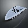 White Modern Recreational Boat With Open Deck And Seating Area 3d model