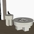 Elegant Round Marble Coffee Table with Small Side Table Bird Decor and Open Magazine 3d model