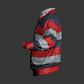 Stylish Red And Gray Striped Sweater With Long Sleeves Turtleneck