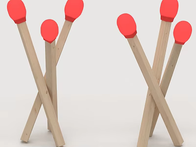Unique Shaped Wooden Table Lamps With Red Shades For Modern Home Decor 3d model