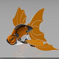 Orange Fish Shaped Mechanical Aerospace Robot With Wing Structure For Space Exploration 3d model