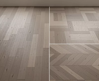 Natural Hardwood Flooring With Herringbone Chevron And Straight Lay Design Patterns 3d model