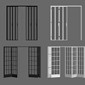 Black And White Folding Screen Doors With Grid Pattern For Room Divider 3d model