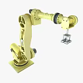 Smart Machine Yellow Robotic Arm Grasping Metal Component In Industrial Environment 3d model