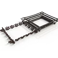 Modern Architectural Structure With Square Black Metal Frames And Chain Decorations