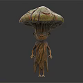 Fantasy Character With Bark Textured Body And Mushroom Shaped Head Design