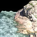 3D Model of Rocky Island with Ocean Water and Layered Underwater Structure 3d model
