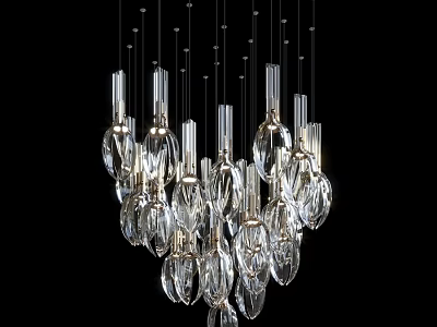 Elegant Modern Crystal Chandelier With Transparent Glass Pieces For Interior Design 3d model