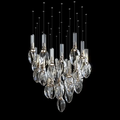 Elegant Modern Crystal Chandelier With Transparent Glass Pieces For Interior Design 3d model