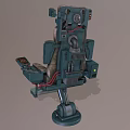 Industrial Mechanical Control Seat with Console Panel Red Cables and Metal Structure 3d model
