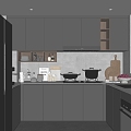 Modern Kitchen Cabinet Hanging Cabinet Kitchen Supplies Range Hood Oven 3d model