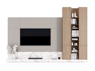 Simple TV background wall cabinet 3d model