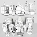 Stylish Bathroom Accessories With Shampoo And Body Wash Bottles Towels Brushes And Scented Jars