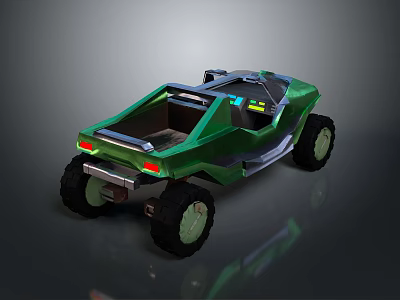 Green Off Road Concept Vehicle with Open Design Large Tires and Modern Digital Dashboard 3d model