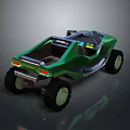 Green Off Road Concept Vehicle with Open Design Large Tires and Modern Digital Dashboard