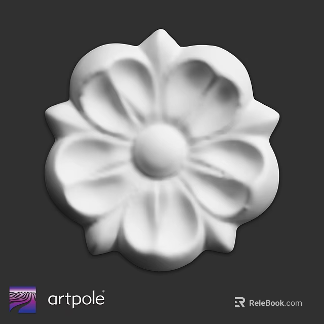 White Carved Flower Shaped Decorative Component As Architectural Design Element 3d model 