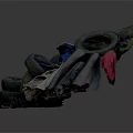Worn Out Old Tires Pile With Wooden Boards Fabrics And Trash