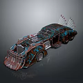 Vintage Rusted Car With Modified Metal Body And Decorative Spikes Design