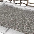 Square Outdoor Area With Pebble Ground And Wooden Fence Surrounding Structure