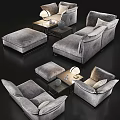 Modern Sofa Coffee Table Combination Modern Living Room Sofa Multi-person Sofa Coffee Table Carpet Pillow Blanket Table Lamp Simple 3d model