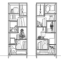 Modern Metal Shelving Unit With Decorative Books Sculptures Vases And Photo Frames