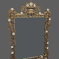 Golden Decorative Photo Frame with Floral Patterns and Top Vase Ornament Design