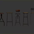 Various Bar Stools With Different Designs Wooden Seats And Metal Frames