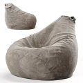 Gray Bean Bag Chair With Multiple Color Options Comfortable Soft Fabric For Living Room 3d model