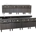 Commercial Stainless Steel Kitchen Appliances with Multiple Workstations Control Panels and Faucet