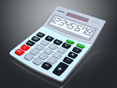 Casio Electronic Calculator With Digital Display Numeric Keypad And Function Keys 3d model