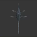 Blue Gray Plesiosaur With Long Neck And Flippers On Dark Background 3d model