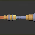 Colorful Toy Gun Design With Wooden Stock Double Barrel Scope And Blue Yellow Components