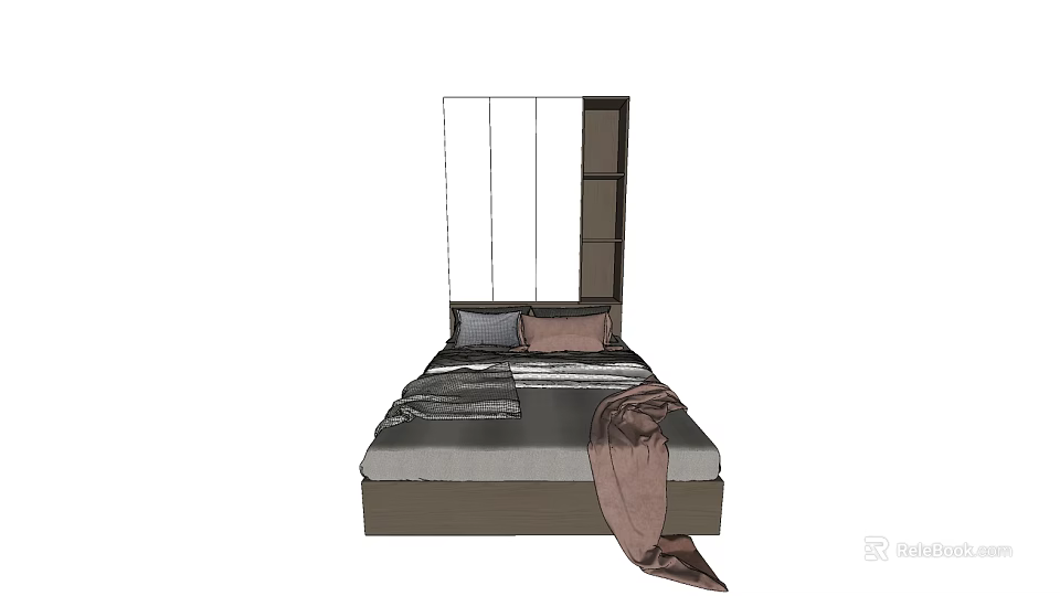 Other Modern Bed Design With Headboard Pillows And Blanket Bedding 3d model