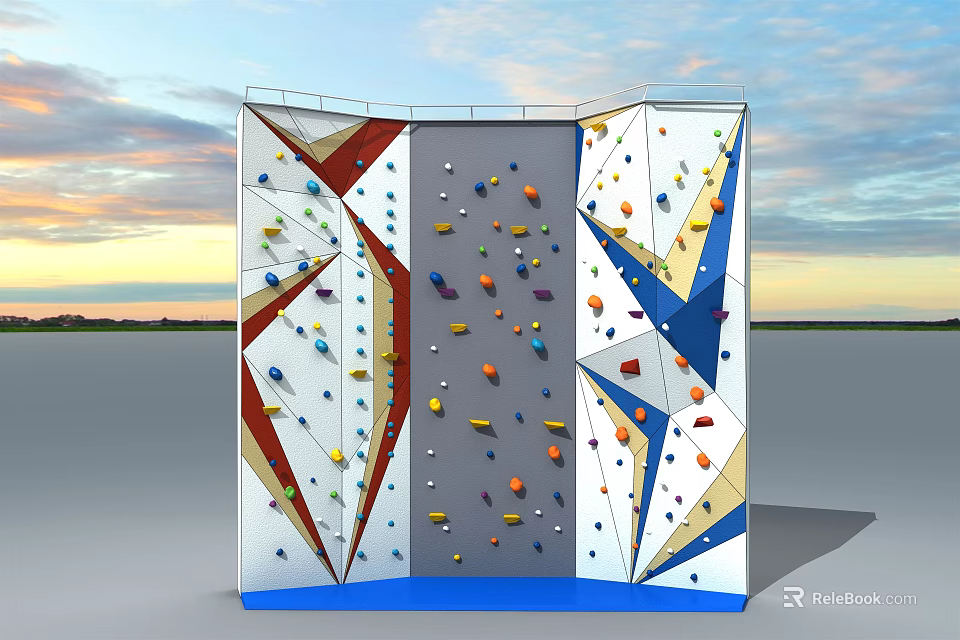 Outdoor Climbing Wall Sports Equipment With Colorful Holds And Training Design 3d model 