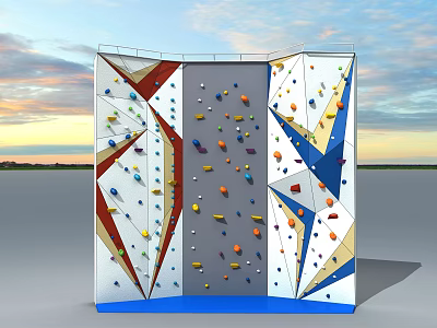 Outdoor Climbing Wall Sports Equipment With Colorful Holds And Training Design 3d model