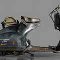 Vintage Motorcycle With Dark Colored Body Rustic Appearance And Yellow C Logo