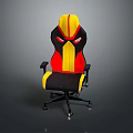 Stylish Yellow Red Black Gaming Chair With Adjustable Armrests And Rolling Wheels
