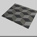 Square Rug With Geometric 3D Cube Pattern In Gray Tones For Modern Home Decor 3d model