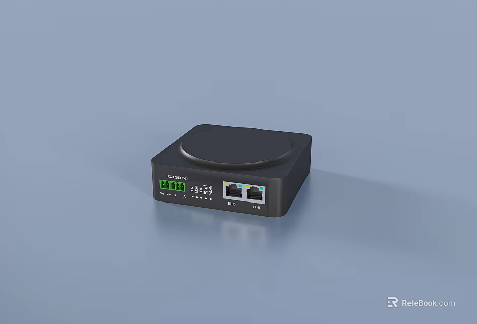 Industrial Device With Black Square Design Digital Display And Ethernet Ports For Monitoring 3d model 