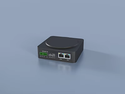 Industrial Device With Black Square Design Digital Display And Ethernet Ports For Monitoring 3d model