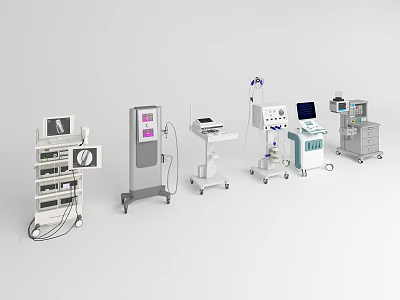 Essential Medical Devices Including Patient Monitors Infusion Pumps And Mobile Carts 3d model